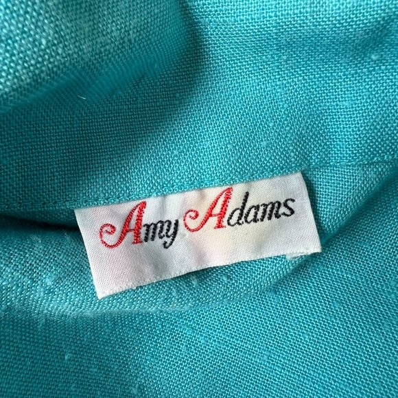 Vintage 70s Aqua Blue AMY ADAMS Boxy Disco Retro Blazer Jacket Top M - Picture 2 of 12